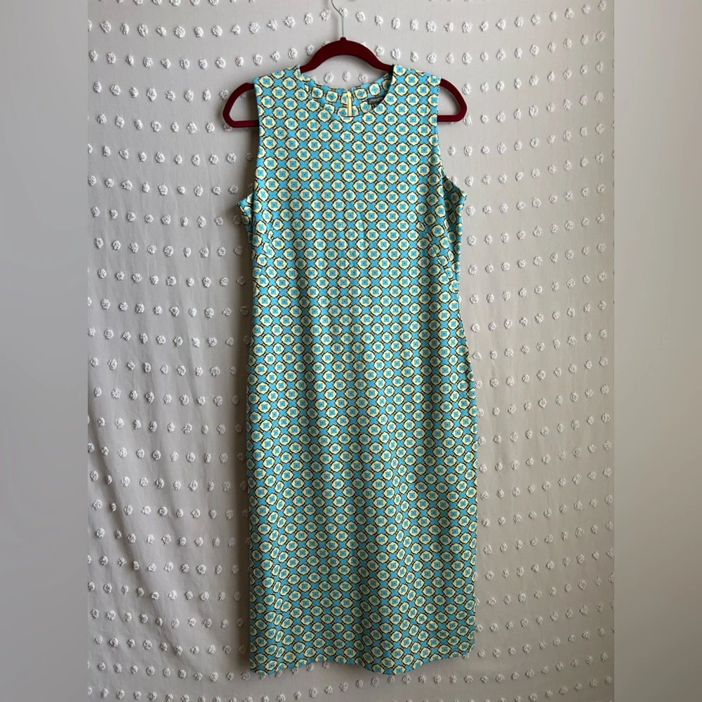 J.‎ McLaughlin Retro Patterned Sleeveless Midi Dress Sz M
